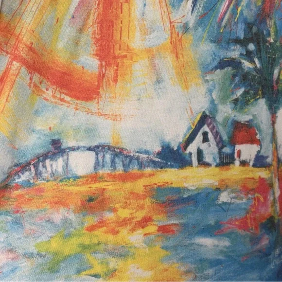 Leoma Lovegrove Tropical Painterly Print Tunic Top in Multicolor Size 3X - Picture 2 of 12